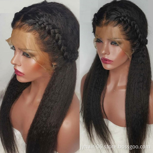 150% 180% Hd Lace Frontal Kinky Straight Human Hair Wigs,  Virgin Hair Wigs For Black Women, Yaki Straight Lace Front Wigs